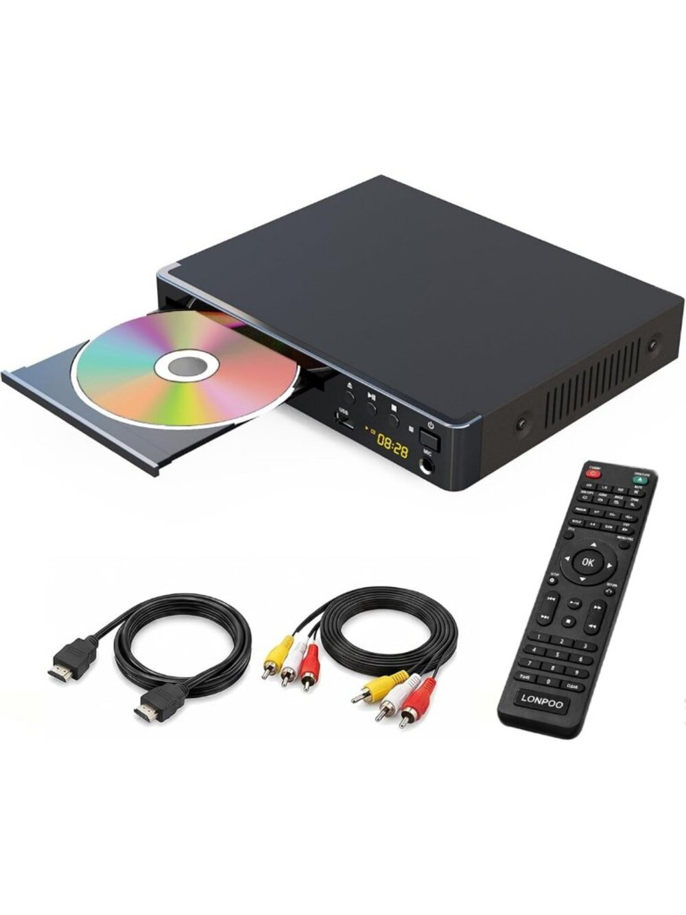 Compact Region-Free DVD Player with 1080P Upscaling, HDMI & USB for TV